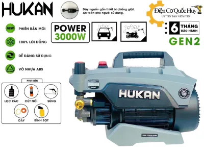 Máy rửa xe Hukan CWM 3000w chỉnh áp siêu mạnh tặng dây 16m có chống giật có chỉnh áp