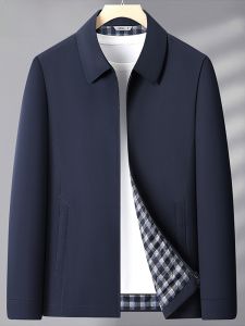 HENGYUANXIANG | Hengyuanxiang Mens Casual Zipper Collar Jacket Spring Autumn New Business Style Polyester Fiber Anti-Wrinkle Long Sleeve Coat