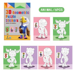3D Geometric Puzzle Sticker Animal Series Fun Puzzle Handmade Creative Puzzle Game DIY Digital Matching Collage Paper Stickers