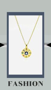 CARRISWERTE STAINLESS Necklace with Protection Blue Evil Eye Lucky Charm With Free Earings