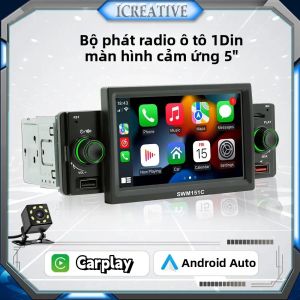 Đầu Phát Đa Phương Tiện Ô Tô 1 DIN Với Màn Hình Cảm Ứng 5 Hỗ Trợ Carplay Android Auto Mirrorlink Định Vị USB FM Camera Hậu Đầu Vào Đa Năng Âm Thanh Ô Tô
