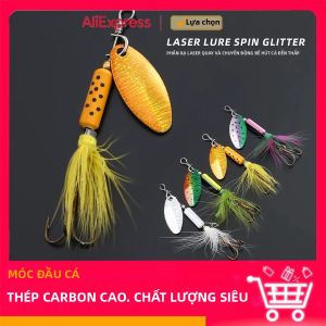 MrLurion 3.5G Kim Loại Cứng Câu Cá Spinner Dụ Mồi 4 Cái/gói Cá Hồi Thìa Mồi Với Lông Treble Móc Câu Cá Sông Đại Dương Hồ
