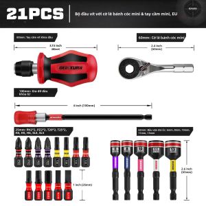 Bộ Tua Vít Geinxurn 21 Món Với Cờ Lê Mini Giá Đỡ Mũi Vít Dụng Cụ Vặn Ốc - Thép Hợp Kim Đầu Phillips Torx Đầu Vuông