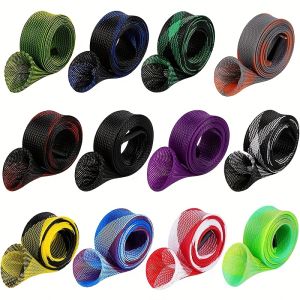 12 ชิ้น Rod ถุงเท้าตกปลา Rod Sleeve Rod Cover ถักตาข่าย Rod Protector ถุงมือเสาตกปลาเครื่องมือ ปลายแบนหรือปลายแหลม/การหมุน