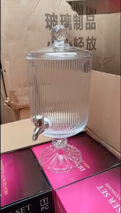 BÌnh Thủy Tinh Vân Nổi Đựng Nước Hoa Quả Có Vòi Dung Tích 3-5 L Phong Cách Hoàng Gia Sang Trọng