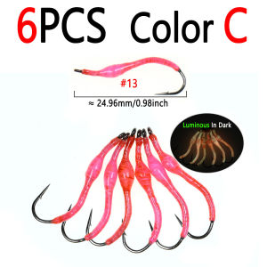 Bimoo 6/8pcs #13 Luminous Epoxy Squirmy Wormy Fly Latex Earth Worm Lures Artificial Insect Bait For Trout Panfish Fishing Lures