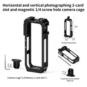 360 Ballhead Mount Camera Cage for Insta360 X4 Air Magnetic Quick Release Cold Shoe Multi Angle Extreme Sports Action Expansion