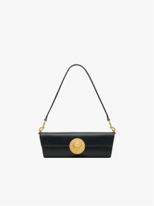 Peco Small Size Retro Leather Handbag Easy Pull Can Baguette Womens Bag Lock Buckle Clasp Hard Shell Single Shoulder Bag