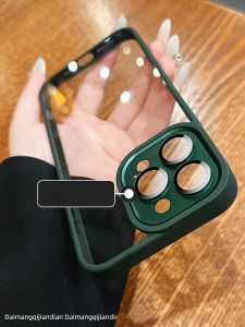 DAIMANG | เคสเลนส์ใสครอบคลุมเต็มรูปแบบสำหรับ iPhone 14 สีเขียว หรูหรา ไม่เหมือนใคร เอดิชั่นคู่รัก