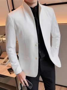 New Chinese Style Slim Fit Stand Collar Casual Mens Jacket Versatile Zhongshan Coat Korean Version Business Casual Suit