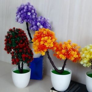 Azgalery PBP142: Tanaman Hias Pot Bunga Bonsai Plastik & Ornamen Hiasan Dekorasi