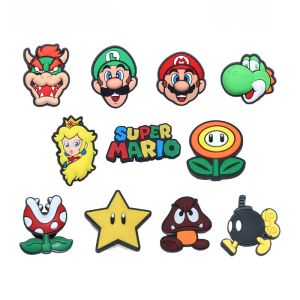 New Crocs Shoe Flower Accessories DIY Cartoon Super Mario Decorative Buckle Hole Shoe Accessories Suitable for Cross