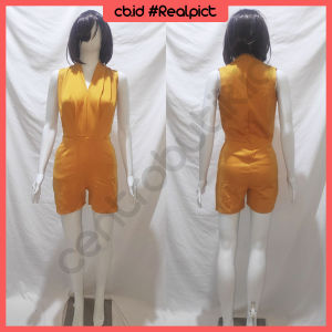 JUMPSUIT PENDEK SCUBA LEHER V NECK 1199 JUMSWIT WANITA KOREA | BAJU UNTUK KONDANGAN WANITA PERNIKAHAN BAHAN SCUBA TEBAL 240716