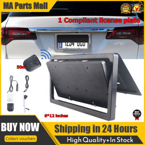 【สต็อก MA】 U.S เครื่องแต่งกายแผ่นป้ายทะเบียน ติดตั้งรีโมทคอนโทรล แผ่นป้ายทะเบียนบิดต่อ กรอบแผ่นทะเบียนรถยนต์