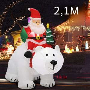 2.1M Ông Già Noel Bơm Hơi Cưỡi Gấu Bắc Cực Trang Trí Giáng Sinh Có Đèn LED Trong Nhà Ngoài Trời Trang Trí Sân Vườn Đồ Chơi Phát Sáng Giáng Sinh