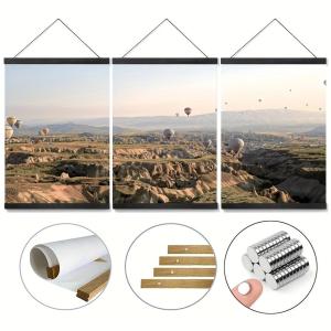 Solid Wood Magnetic Hanger Frame Teakwood Frame Poster Hanging Scroll Calendar Core Hanging Clip 30x40 40x60CM 50x70CM Picture