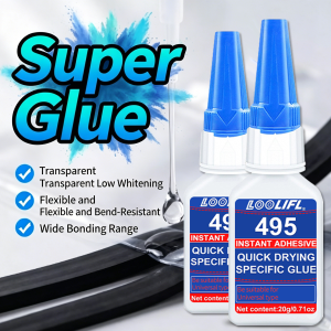 LOOLIFL 495 Super Glue 20g Cyanoacrylate Adhesive High Strength for Metal Plastic Rubber Wood Bonding Fast Curing Low Whitenin