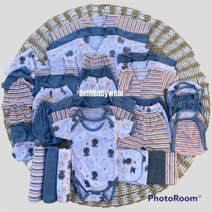 39 PCS / 18 PCS Paket Lahiran Lengkap Seri Abu Octopus Newborn 0-3 bulan