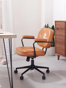 THEATT Luxury Leather Chair Anti Stain Leather Chair Height Adjustable Swivel Chair Small Space Chair