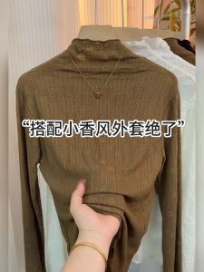 เสื้อเชิ้ตคอสูงครึ่งตัวสไตล์เกาหลี แขนยาว ผ้าลูกไม้ เสื้อชั้นในแฟชั่นฤดูใบไม้ผลิและฤดูใบไม้ร่วง เสื้อผ้าทำงานสำหรับผู้หญิง