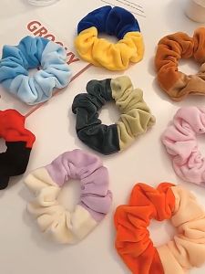 ยางรัดผมโดนัท ยางรัดผมโดนัท ทูโทน สลับสี ยางรัดผมผ้ากำมะหยี่ ผ้านูมนู้ เชื้อกผมสำหรับผู้หญิง เครื่องประดับผมฤดูใบไม้ร่วงและฤดูหนาว MIMOON