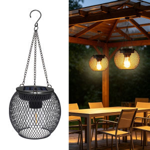 Solar Lanterns Outdoor Auto ON/Off Upgraded Brighter LED Retro Metal Hanging Solar Lights for Outside IP65 for Patio Lawn Garden
