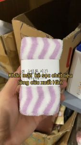 Set 10 Khăn Mặt Lông Cừu Xuất Hàn Vân Kẻ Sọc