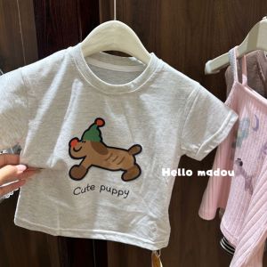 Cartoon Animal Print Pure Cotton Short-Sleeved T-shirt 2024 Summer New Arrival Japanese Loose Fashionable T-shirt Clothes Fashion