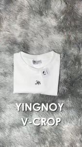 Yingnoy V-Crop | เสื้อคอปเข้ารูป งานปัก YN เน้นทรงเอวสวย ผ้าญี่ปุ่น เด้งนุ่ม ยืดหยุ่นสูง สี GREY