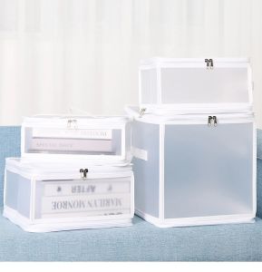 SG Seller Foldable Clothes Storage Box Plastic Transparent Sundries Toiletries Organizer Box Large Capacity Quilt Underwear So