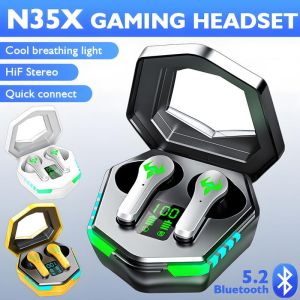 ♥100% ผลิตภัณฑ์ดั้งเดิม + Gratis Ongkir♥2025ใหม่ W11 N35หูฟังเกม TWS หูฟัง5.2บลูทูธอินเอียร์หูฟังไร้สายโหมดคู่สามารถสลับหูฟังพร้อมไมโครโฟนเกมดนตรีสเตอริโอ8D ได้