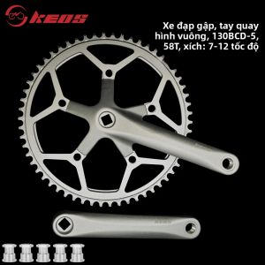 Bộ Tay Quay Xe Đạp KEOS 130BCD Với Hệ Thống Bánh Răng Tiến Lùi 38-58T Hợp Kim Nhôm Tương Thích Với Xe Đạp BMX Tương Thích Với Đĩa Xích Lớn P8/P10
