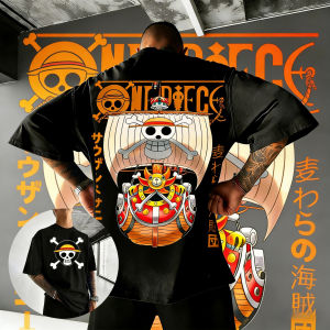Bandai | 2026 Summer One Piece Thousand Sunny Straw Hat Crew Retro Cotton Print T-Shirt Adult Kids Breathable Casual Anime Tee Y2k