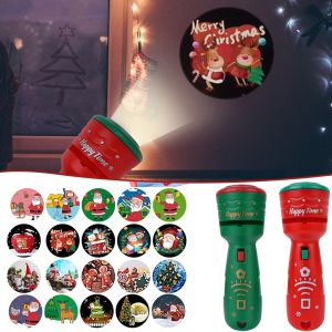 24 Patterns Santa Christmas Tree Flashlight Projector Torch Lamp Toy Early Education Toy for Kid Holiday Birthday Xmas Gift
