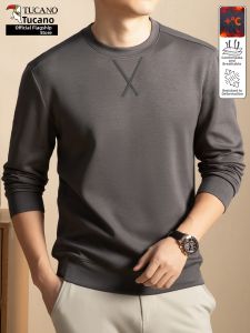 TUCANO | Pure Color Loose Round Neck Long Sleeve Mens Sweater