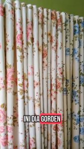 Gorden jendela pintu motif bunga shabby bahan import blackout dekorasi tirai jendela pintu minimalis pink hijau biru ungu coklat