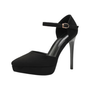 Waterproof Platform Strap Sandals Womens Stiletto Heel 12cm Super High Heel Womens Shoes Pointed High Flats All-Matching Work Shoes