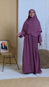 Set Gamis Kiara Crinkle Airflow Premium Dress Muslimah Polos Simpel
