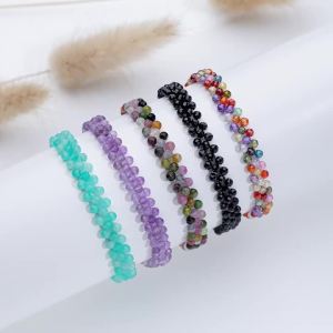 Đá Tự Nhiên Vòng Tay Tourmaline 3MM Handmade Có Thể Điều Chỉnh Lắc Tay Cho Nữ Món Quà Sang Trọng Thạch Anh Tím Vòng Tay Cho Tiệc Cưới