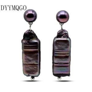 Fashion Pearl Earrings Long Earrings Brown Freshwater Pearl Womens Silver Earrings