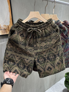 กางเกงขาสั้นผู้ชายทรงหลวมสไตล์ชาติพันธุ์ ทรงสก็อต ทรงสปอร์ต ทรงห้าส่วน กางเกงขายาวทรงหลวมสำหรับฤดูร้อน