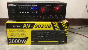 【TSSH】AV-902UB Digital Karaoke Stereo Amplifier Max Power 3000w 3 Mic Input BT/FM/USB/Slot