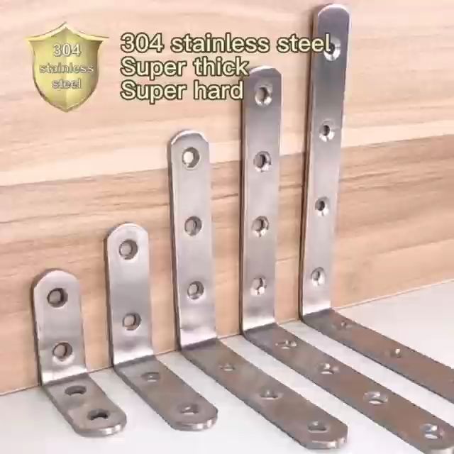 Stainless Steel  Angle Bracket Corner Brace L bracket Furniture fastener Flat steel