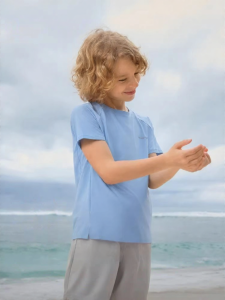 moodytiger | Cool Sensation Pure Color Knit Short Sleeve T-Shirt for Boys