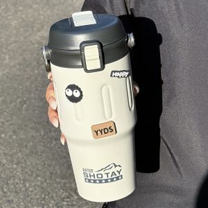 Portable Stainless Steel Insulated Water Bottle Double Drink Mouth for Junior High School Students Boys And Girls Share Cold And Hot Beverages