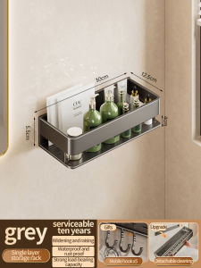 Bathroom Shelf Shelves Wall Mounted Shampoo Storage Rack For Kitchen Holder Square Aluminum Bath Organizer Accessorie