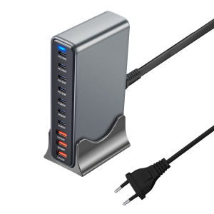 Sạc Để Bàn GaN 765W 3.0 USB-C PD 10 Cổng Sạc Nhanh Siêu Di Động Cho Điện Thoại Di Động & Máy Tính Bảng Với Giao Thức Sạc Nhanh