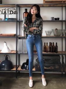 South Korea Ins Tight Denim Womens Spring & Fall Elastic Slim Fit Slimming Fashion All-Match Skinny Pants Pencil Long Pants