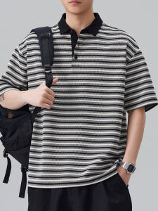 Striped Breathable Color Blocking Youth Trendy Tailored Mens Polo Shirt