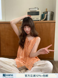 Simple Design Summer Check Loose Tank Top
